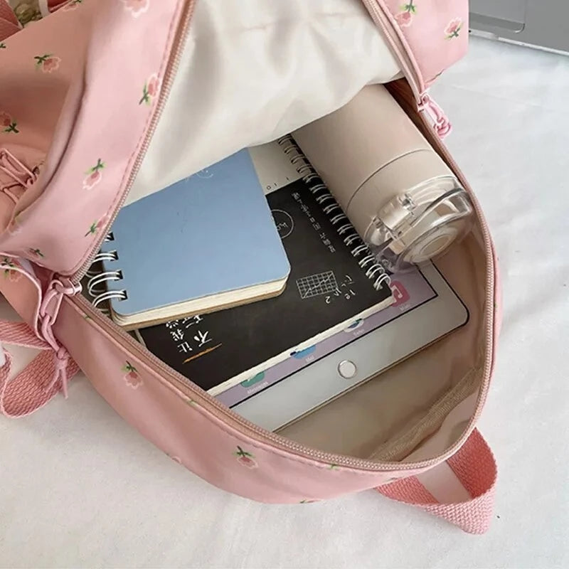 Cute Mini backpack printed rose large capacity School Bag casual Travel Bags For Women #3216