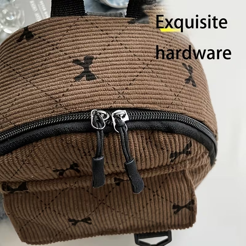 New Bow-tie Corduroy Mini Backpack Japanese Style Commuter Bag Suitable For Daily Use #3620