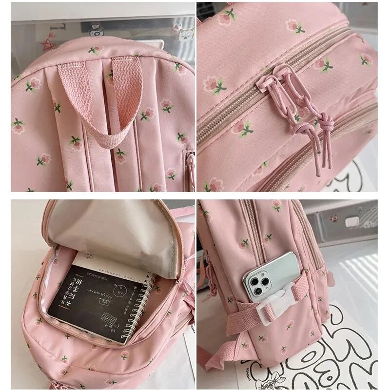 Cute Mini backpack printed rose large capacity School Bag casual Travel Bags For Women #3216