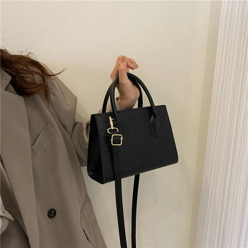 Korean Square Crossbody Bag Croco Leather Women's Fashionable Shoulder Sling Bag Handbag 2862