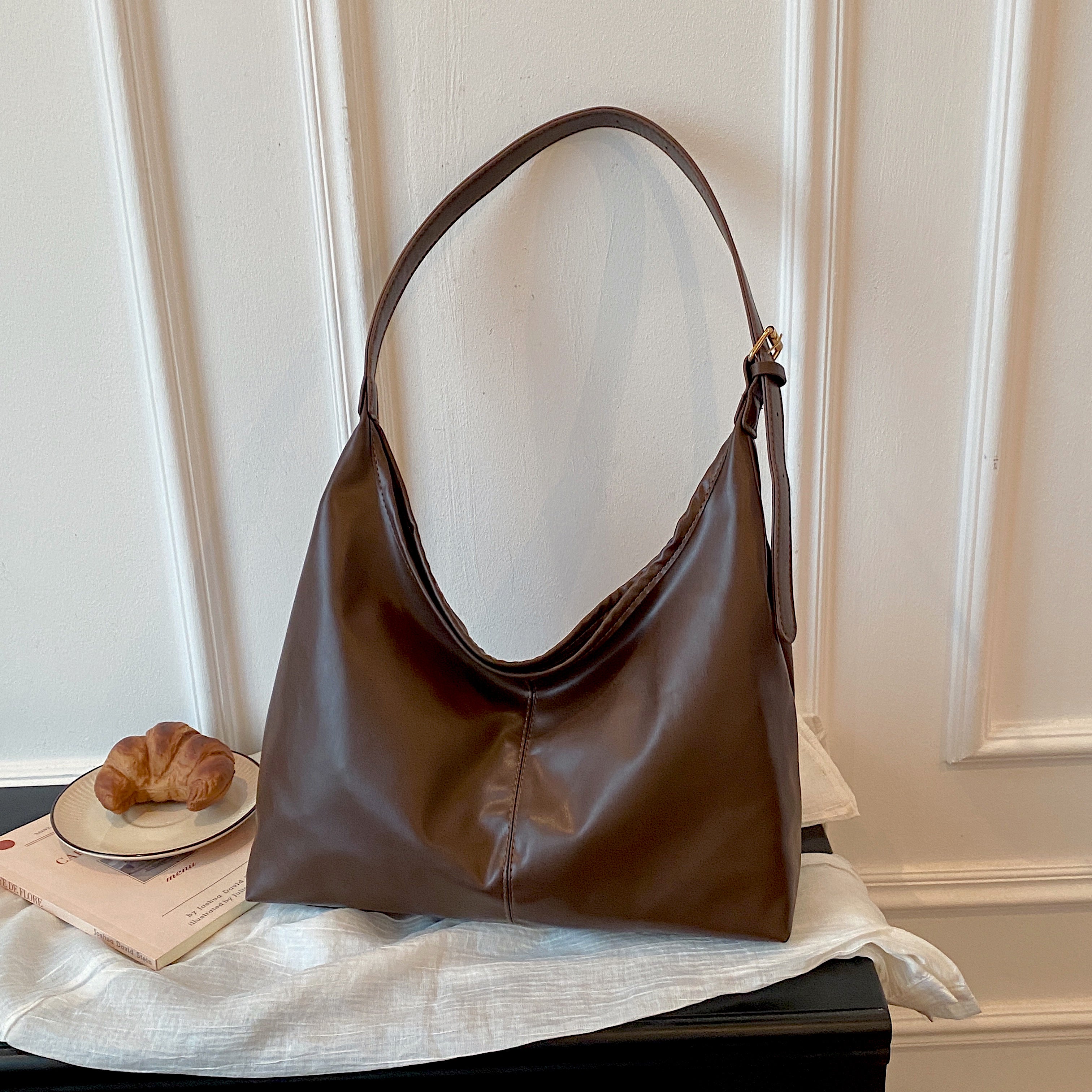 Shoulder Bag For Woman Soft PU Leather Korean Style Street Fashion Large Capacity Tote Bag #3667