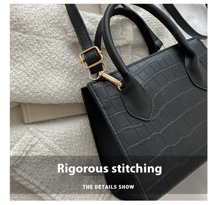 Korean Square Crossbody Bag Croco Leather Women's Fashionable Shoulder Sling Bag Handbag 2862