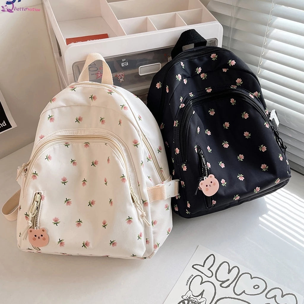 Cute Mini backpack printed rose large capacity School Bag casual Travel Bags For Women #3216