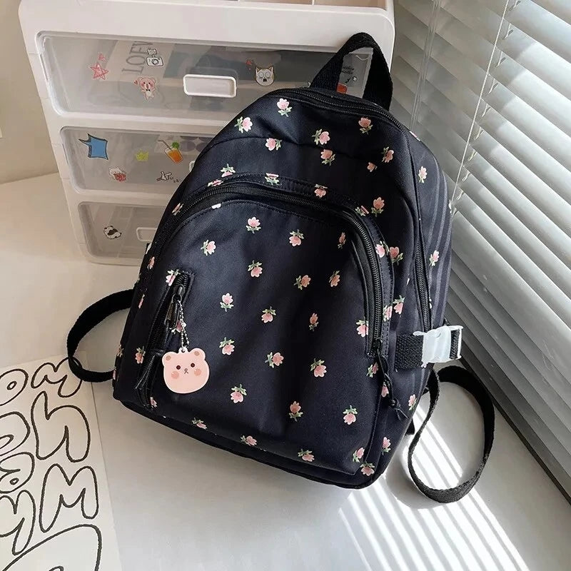 Cute Mini backpack printed rose large capacity School Bag casual Travel Bags For Women #3216