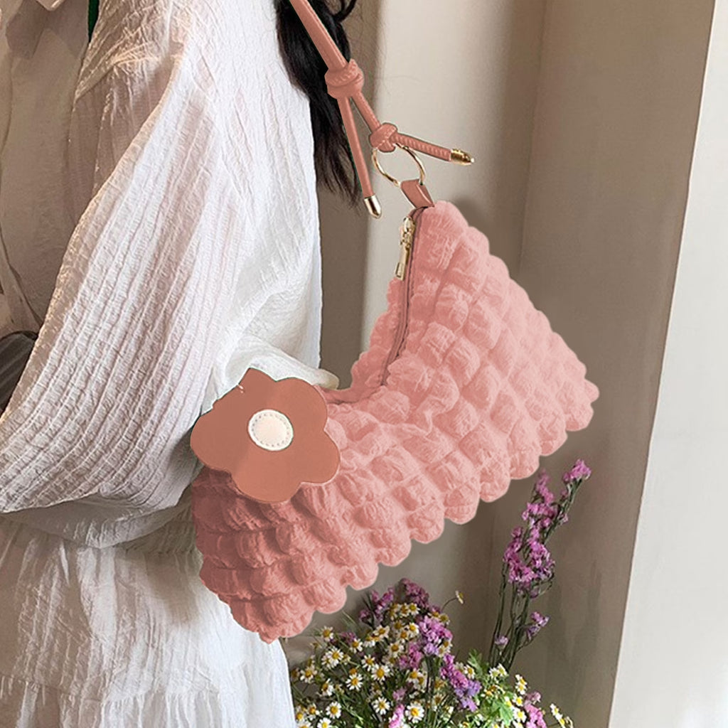 Cloud Puffer Tote Bag for Woman Wrinkle Bubble Polyester Shoulder Handbag #3386