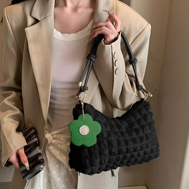Cloud Puffer Tote Bag for Woman Wrinkle Bubble Polyester Shoulder Handbag #3386