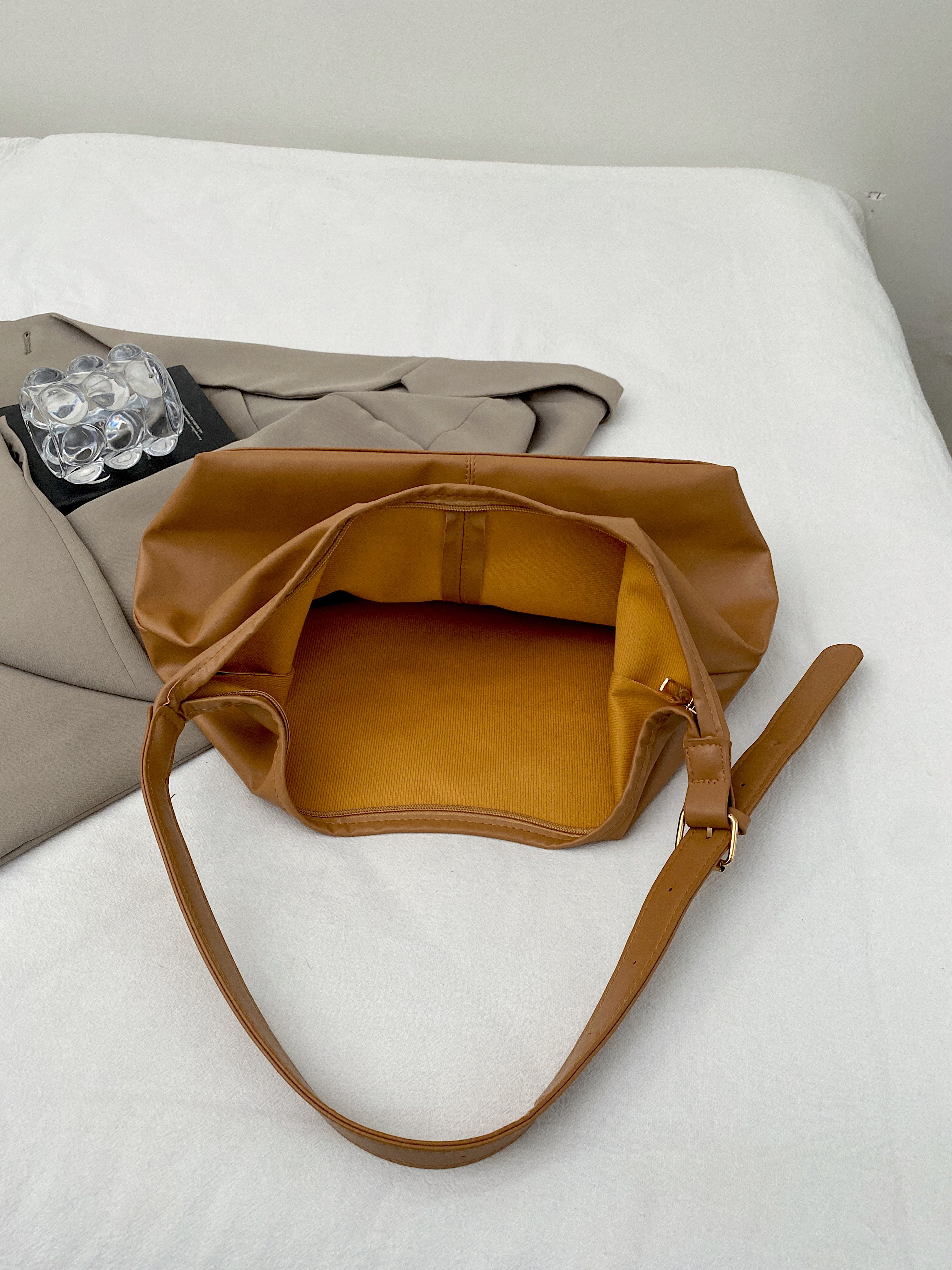 Shoulder Bag For Woman Soft PU Leather Korean Style Street Fashion Large Capacity Tote Bag #3667