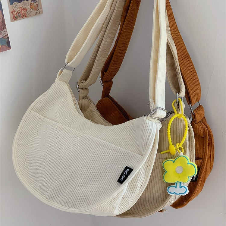 Japanese Corduroy Dumpling Bag Large Capacity Tote Unisex Shoulder Crossbody bag #3079