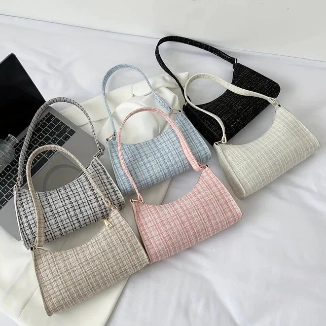 Women's Fashion Shoulder Bag Plaid Pattern Handbag Casual Underarm Bag For Women #3631