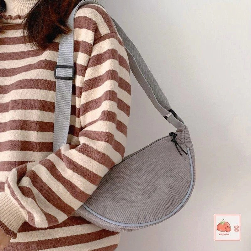 Japanese Corduroy Dumpling Bag Large Capacity Tote Unisex Shoulder Crossbody bag #3079