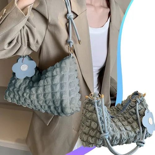 Cloud Puffer Tote Bag for Woman Wrinkle Bubble Polyester Shoulder Handbag #3386