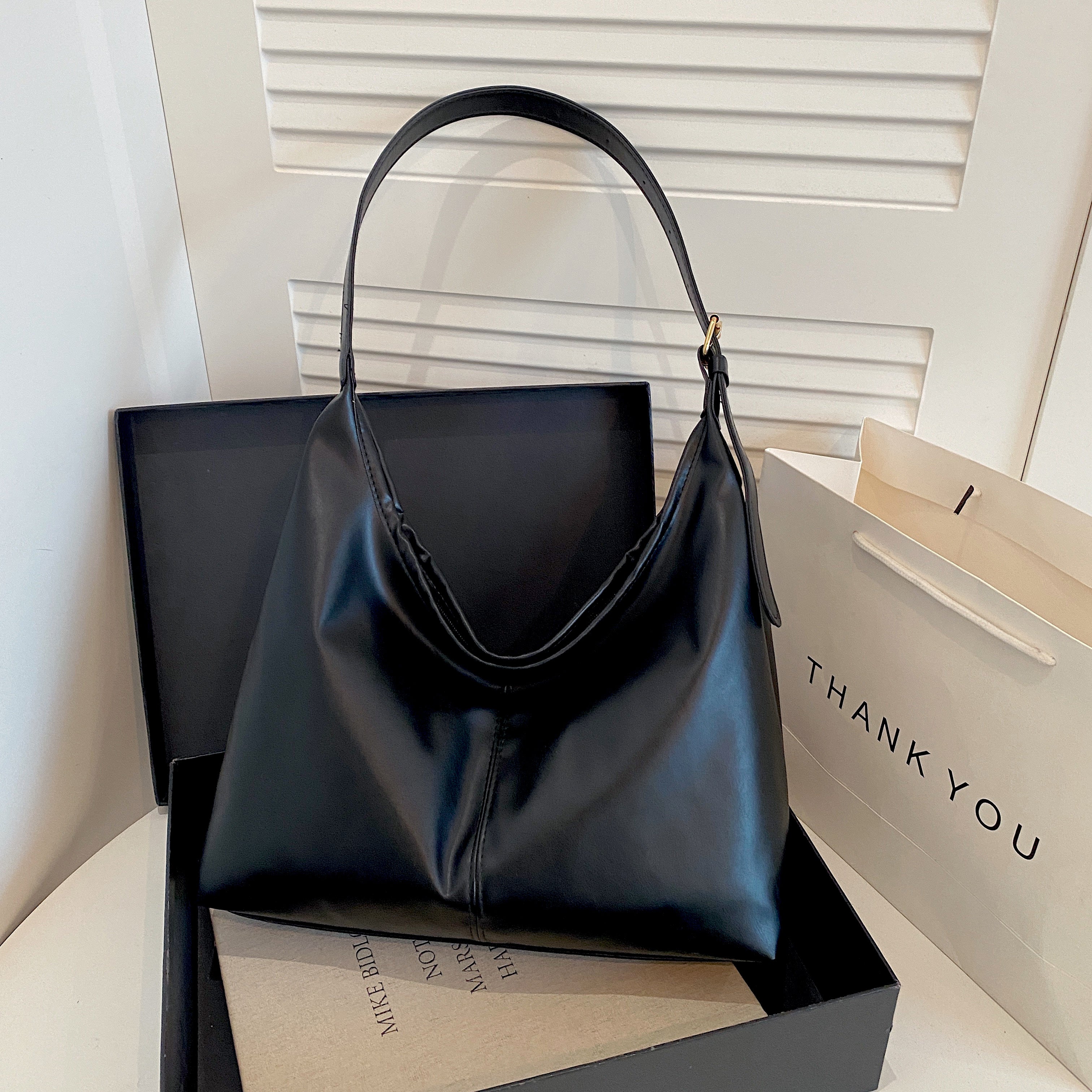 Shoulder Bag For Woman Soft PU Leather Korean Style Street Fashion Large Capacity Tote Bag #3667