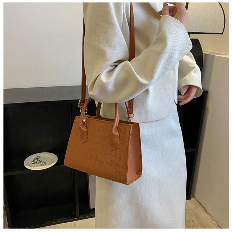 Korean Square Crossbody Bag Croco Leather Women's Fashionable Shoulder Sling Bag Handbag 2862