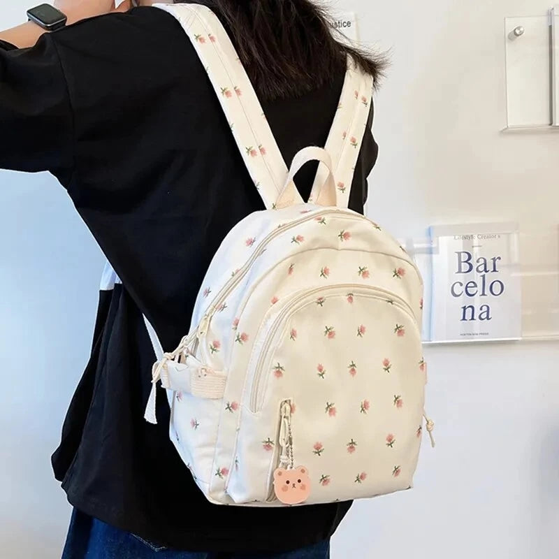 Cute Mini backpack printed rose large capacity School Bag casual Travel Bags For Women #3216