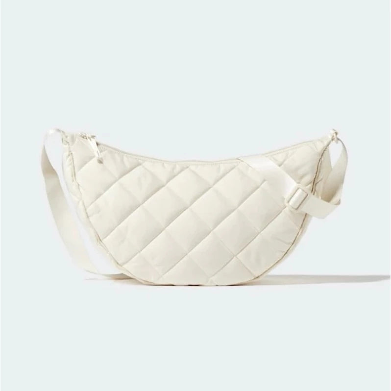 Half Moon Crossbody Bag Women's Shoulder Bag Medium Nylon Quilted Bag Women's Puffer Bag Hobo Shopper Bag Shoulder Bag with Adjustable Shoulder Strap for University Work Travel Everyday 3535