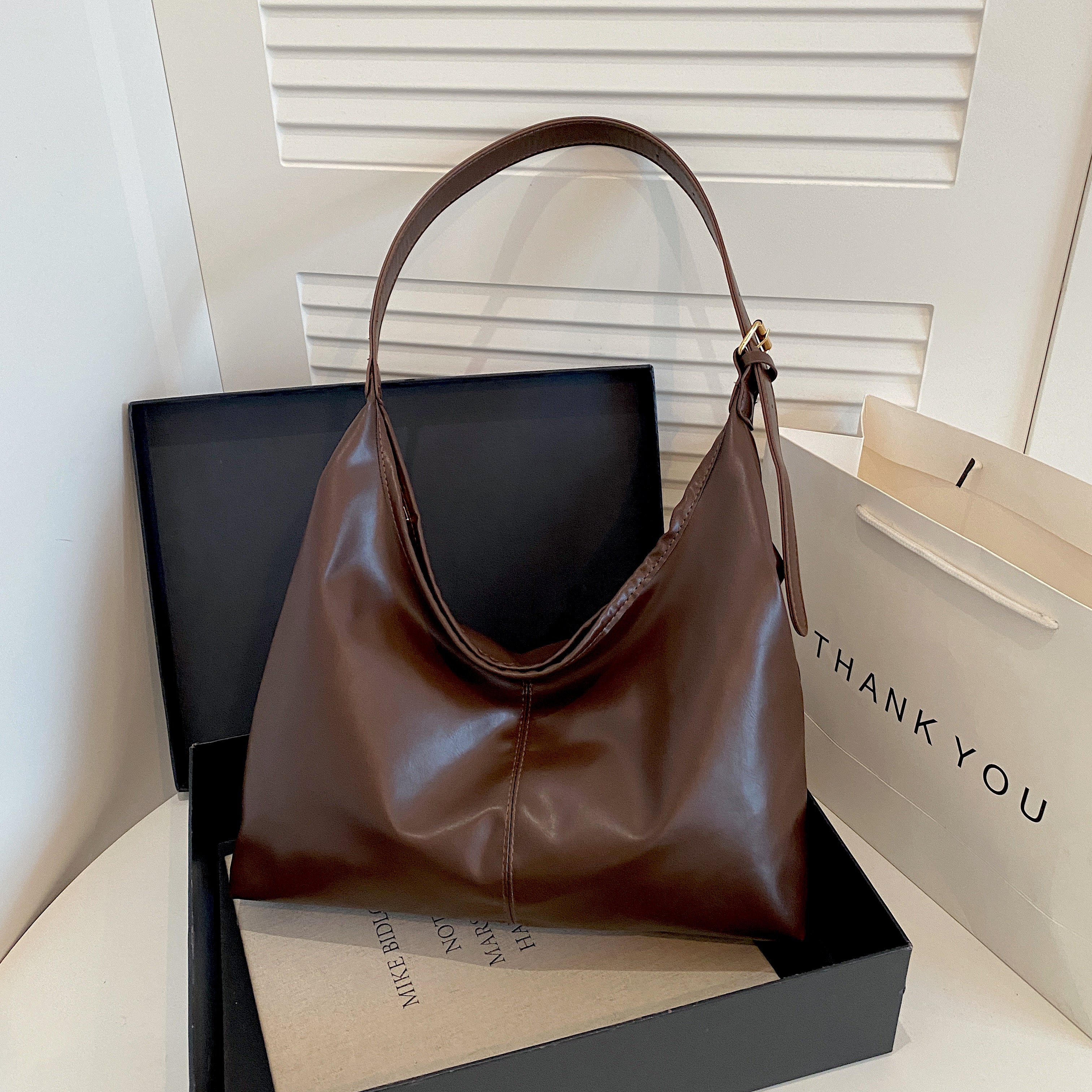 Shoulder Bag For Woman Soft PU Leather Korean Style Street Fashion Large Capacity Tote Bag #3667
