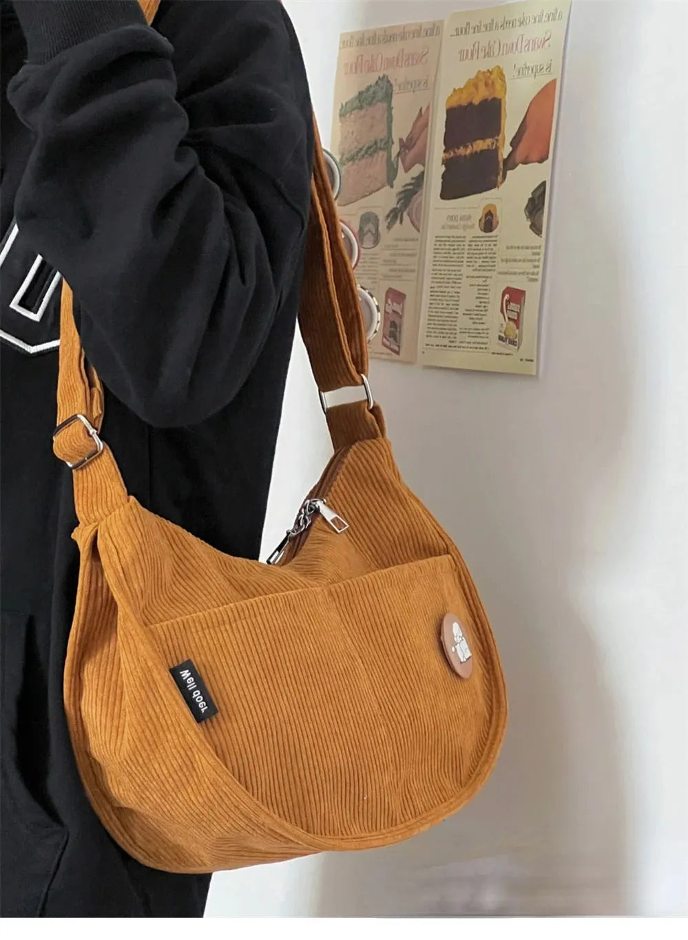 Japanese Corduroy Dumpling Bag Large Capacity Tote Unisex Shoulder Crossbody bag #3079