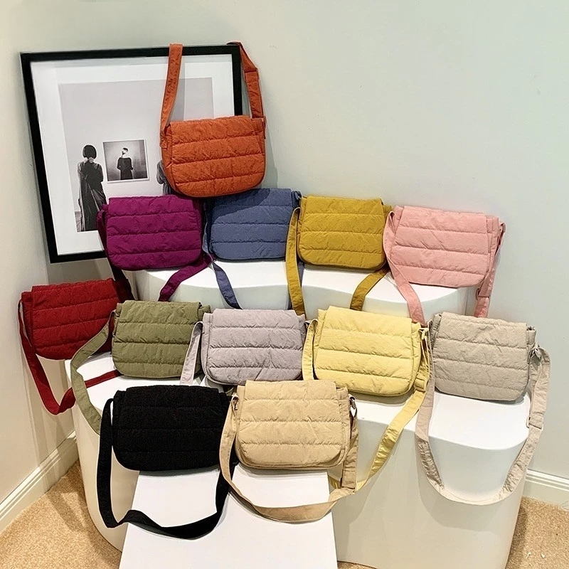 Sling Bag For Woman Puffy Crossbody Bag Street Nylon With Adjustable Strap #3657
