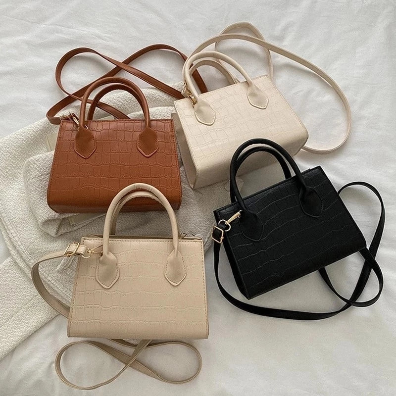Korean Square Crossbody Bag Croco Leather Women's Fashionable Shoulder Sling Bag Handbag 2862