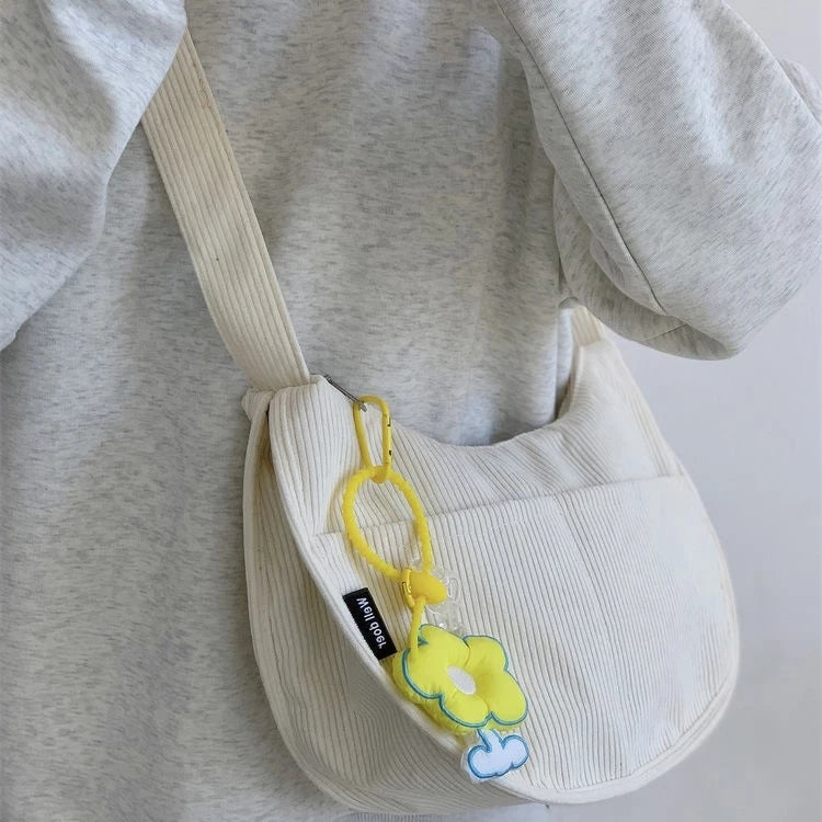 Japanese Corduroy Dumpling Bag Large Capacity Tote Unisex Shoulder Crossbody bag #3079