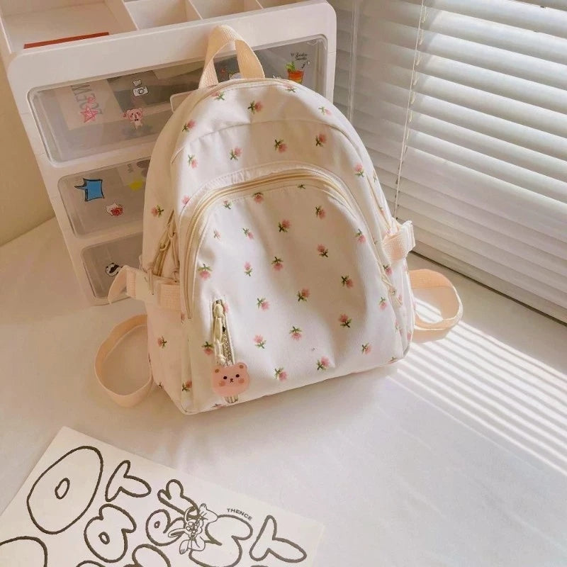 Cute Mini backpack printed rose large capacity School Bag casual Travel Bags For Women #3216