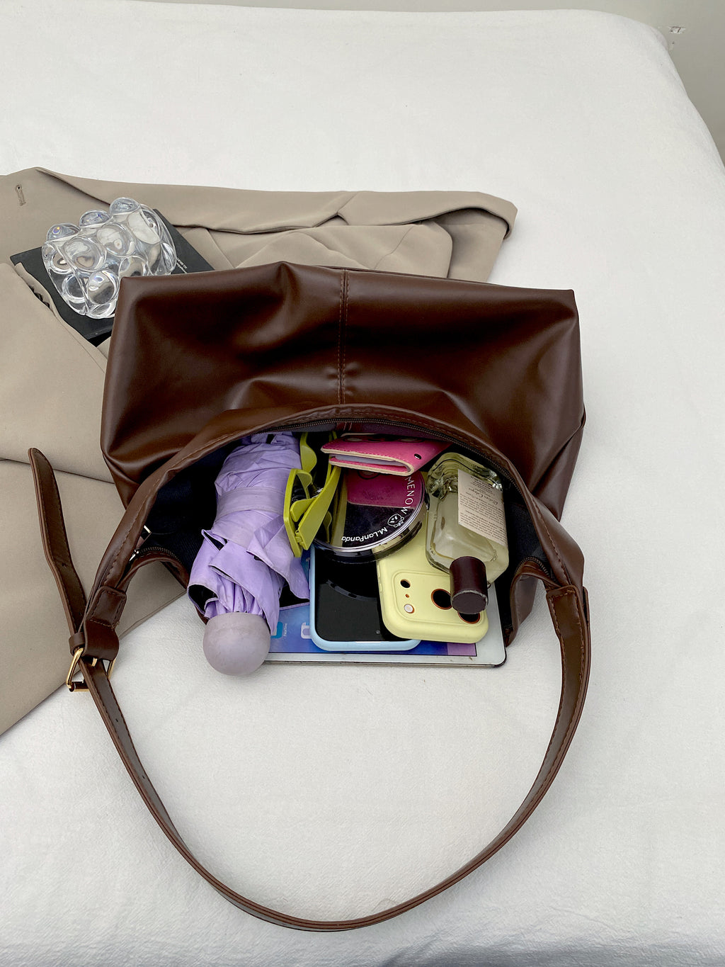 Shoulder Bag For Woman Soft PU Leather Korean Style Street Fashion Large Capacity Tote Bag #3667