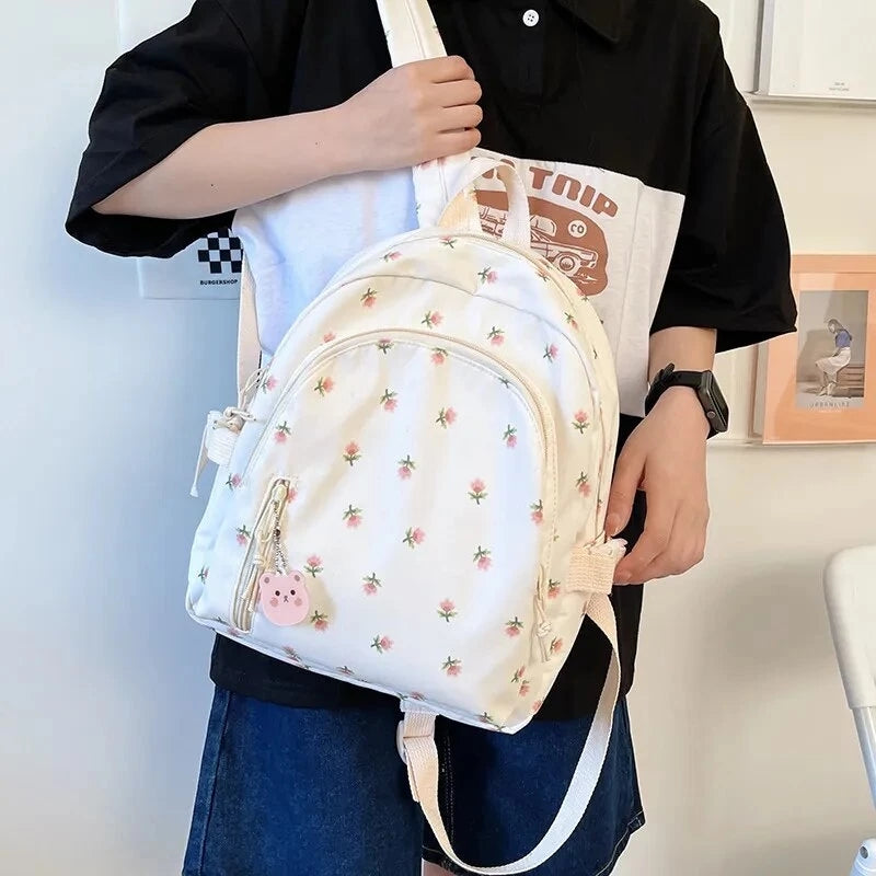 Cute Mini backpack printed rose large capacity School Bag casual Travel Bags For Women #3216
