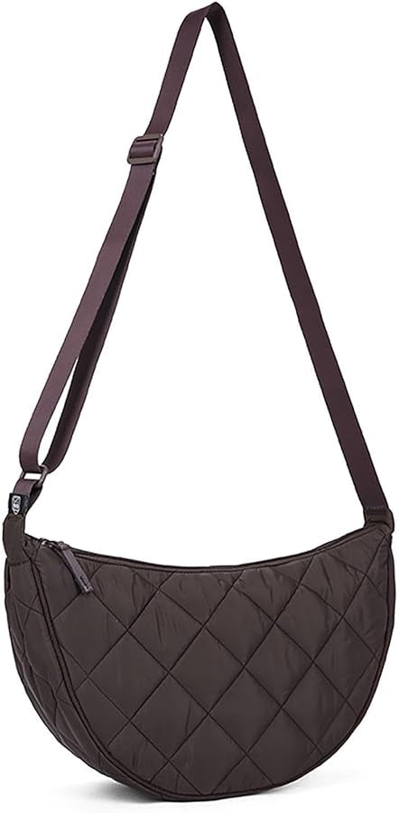Half Moon Crossbody Bag Women's Shoulder Bag Medium Nylon Quilted Bag Women's Puffer Bag Hobo Shopper Bag Shoulder Bag with Adjustable Shoulder Strap for University Work Travel Everyday 3535