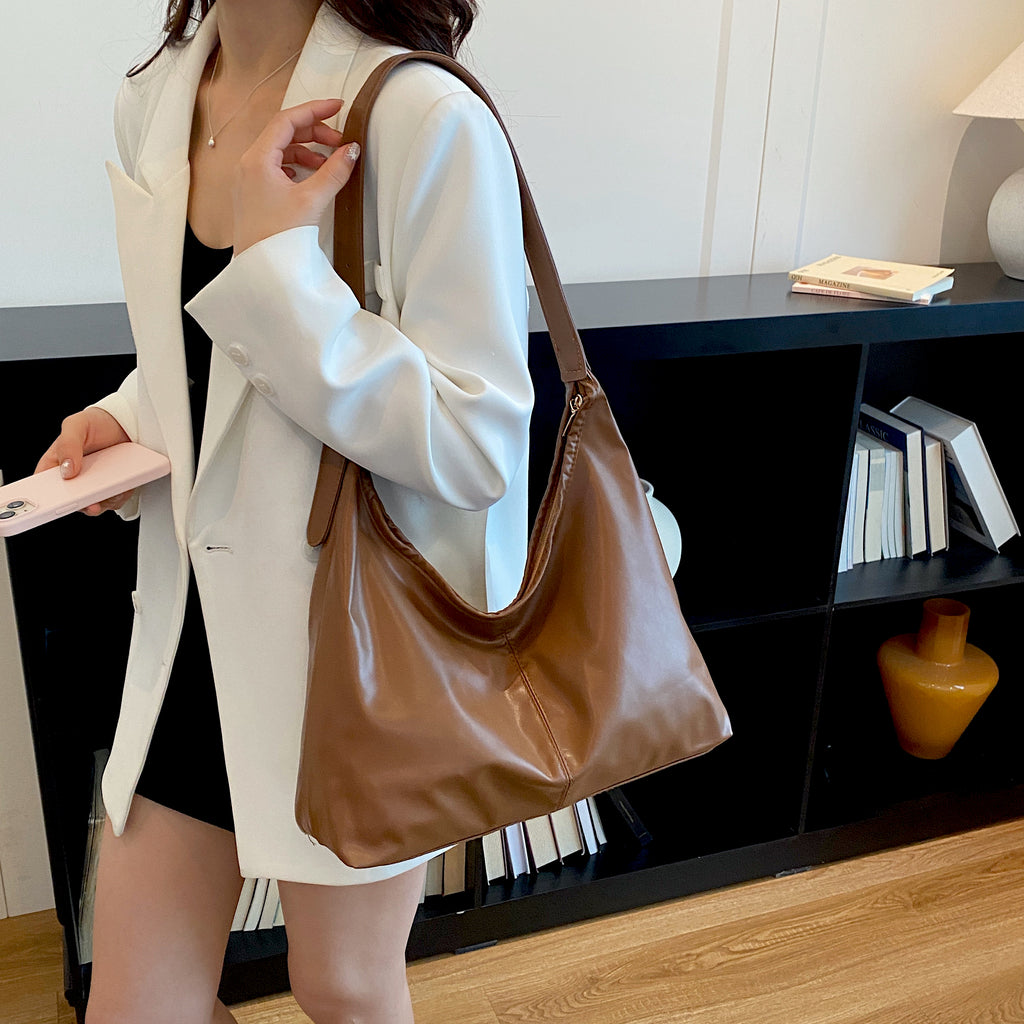 Shoulder Bag For Woman Soft PU Leather Korean Style Street Fashion Large Capacity Tote Bag #3667