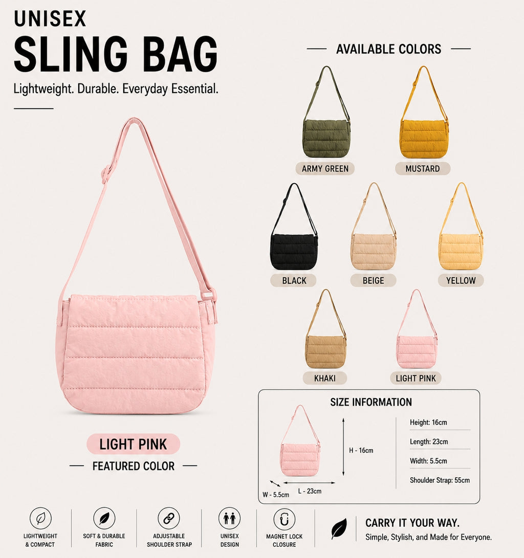 Sling Bag For Woman Puffy Crossbody Bag Street Nylon With Adjustable Strap #3657