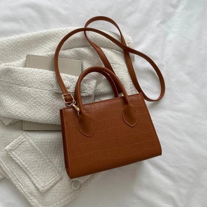 Korean Square Crossbody Bag Croco Leather Women's Fashionable Shoulder Sling Bag Handbag 2862