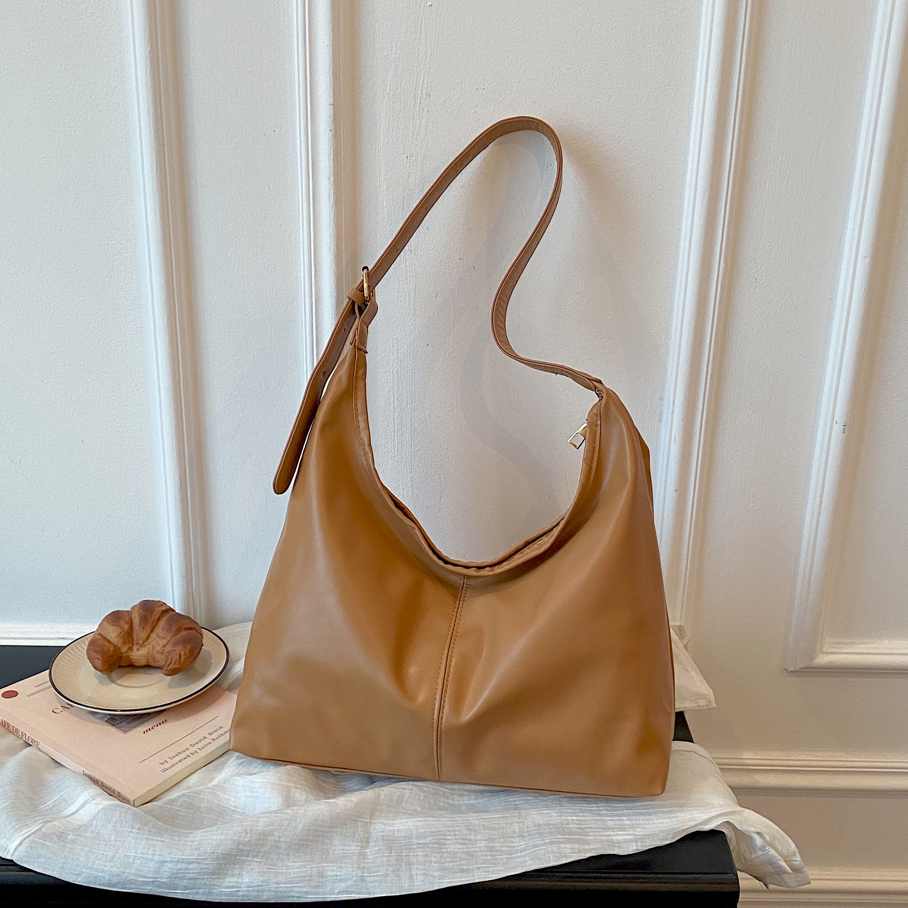 Shoulder Bag For Woman Soft PU Leather Korean Style Street Fashion Large Capacity Tote Bag #3667