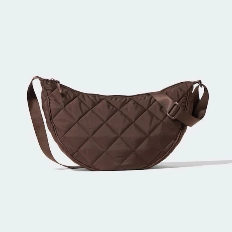 Half Moon Crossbody Bag Women's Shoulder Bag Medium Nylon Quilted Bag Women's Puffer Bag Hobo Shopper Bag Shoulder Bag with Adjustable Shoulder Strap for University Work Travel Everyday 3535