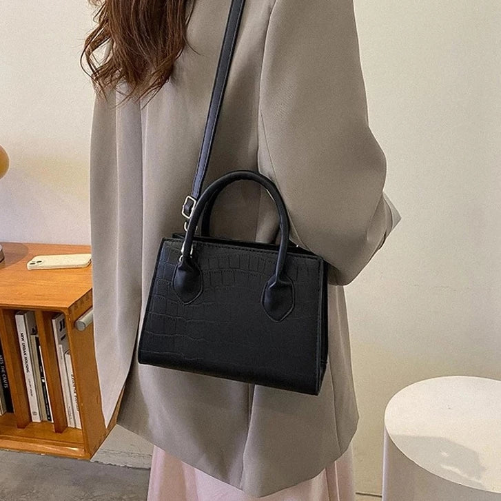 Korean Square Crossbody Bag Croco Leather Women's Fashionable Shoulder Sling Bag Handbag 2862