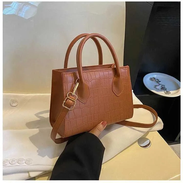 Korean Square Crossbody Bag Croco Leather Women's Fashionable Shoulder Sling Bag Handbag 2862