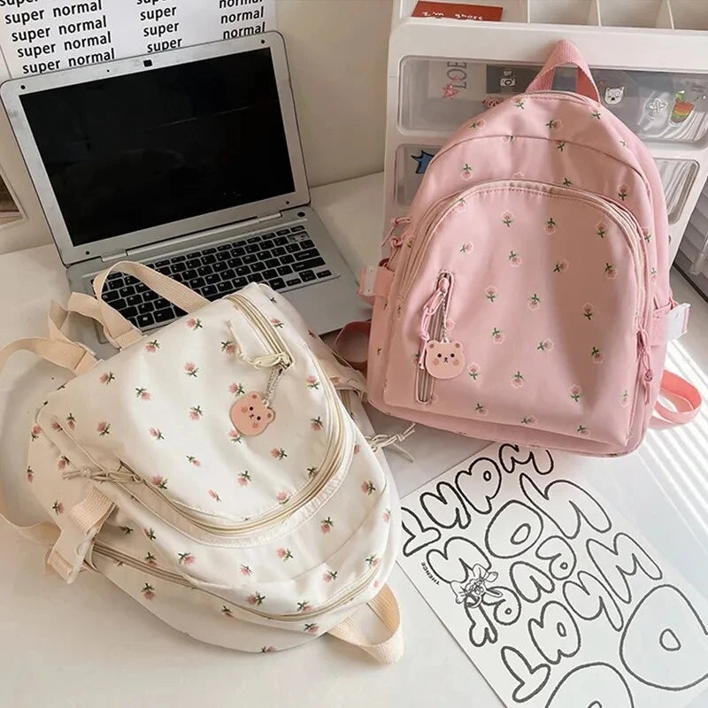 Cute Mini backpack printed rose large capacity School Bag casual Travel Bags For Women #3216