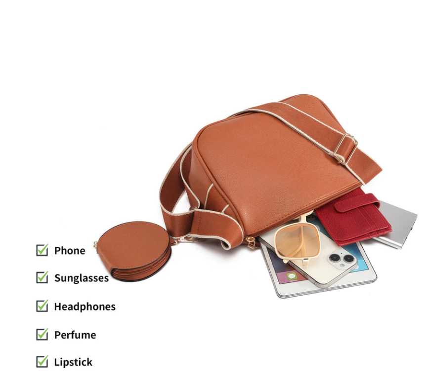 2in1 Sling Bag for Woman PU Leather Crossbody with Mini Pouch #3663