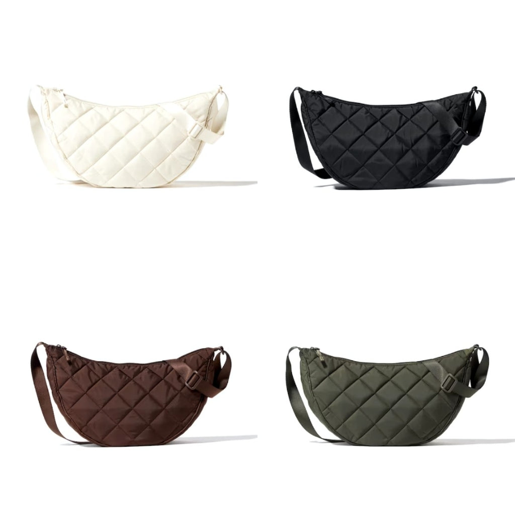 Half Moon Crossbody Bag Women's Shoulder Bag Medium Nylon Quilted Bag Women's Puffer Bag Hobo Shopper Bag Shoulder Bag with Adjustable Shoulder Strap for University Work Travel Everyday 3535