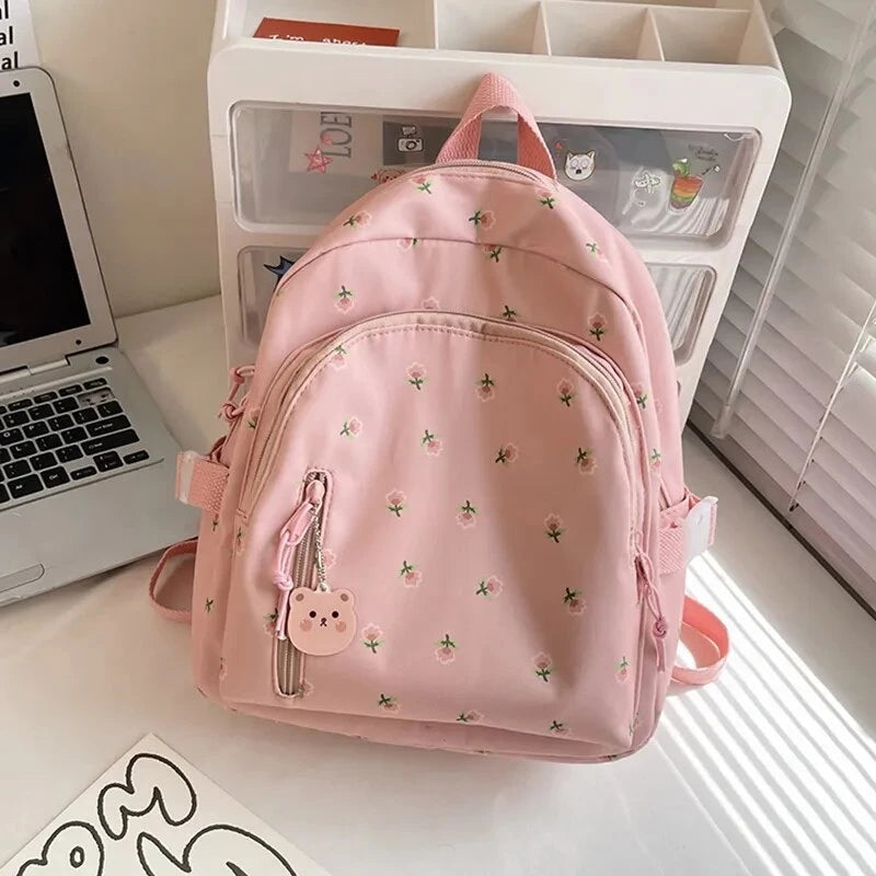 Cute Mini backpack printed rose large capacity School Bag casual Travel Bags For Women #3216