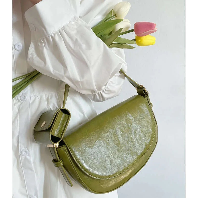 2in1 Candy-colored Ladies shoulder bag Small Saddle Bag Designer Stylish Flap Bag for Woman 3565