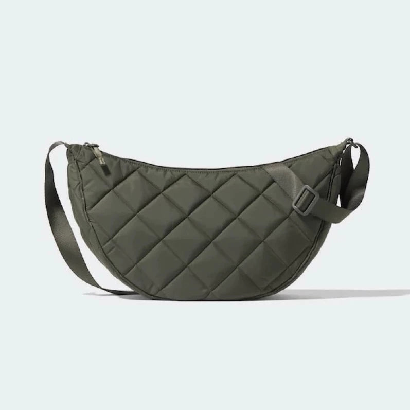 Half Moon Crossbody Bag Women's Shoulder Bag Medium Nylon Quilted Bag Women's Puffer Bag Hobo Shopper Bag Shoulder Bag with Adjustable Shoulder Strap for University Work Travel Everyday 3535