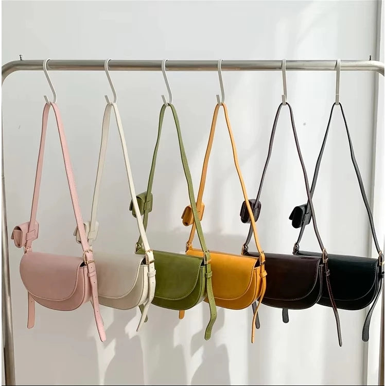 2in1 Candy-colored Ladies shoulder bag Small Saddle Bag Designer Stylish Flap Bag for Woman 3565
