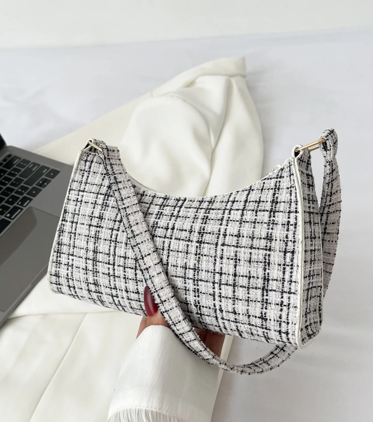 Women's Fashion Shoulder Bag Plaid Pattern Handbag Casual Underarm Bag For Women #3631