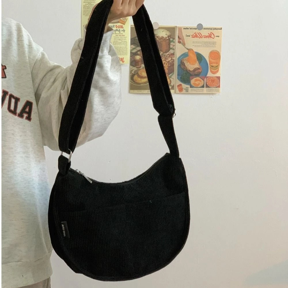 Japanese Corduroy Dumpling Bag Large Capacity Tote Unisex Shoulder Crossbody bag #3079