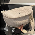Women's Adjustable Corduroy Crossbody Bag with Plush Strap - Soft Casual Purse Suitable for Daily Use, Travel, Zipper Closure, Compatible for Gifts 3621