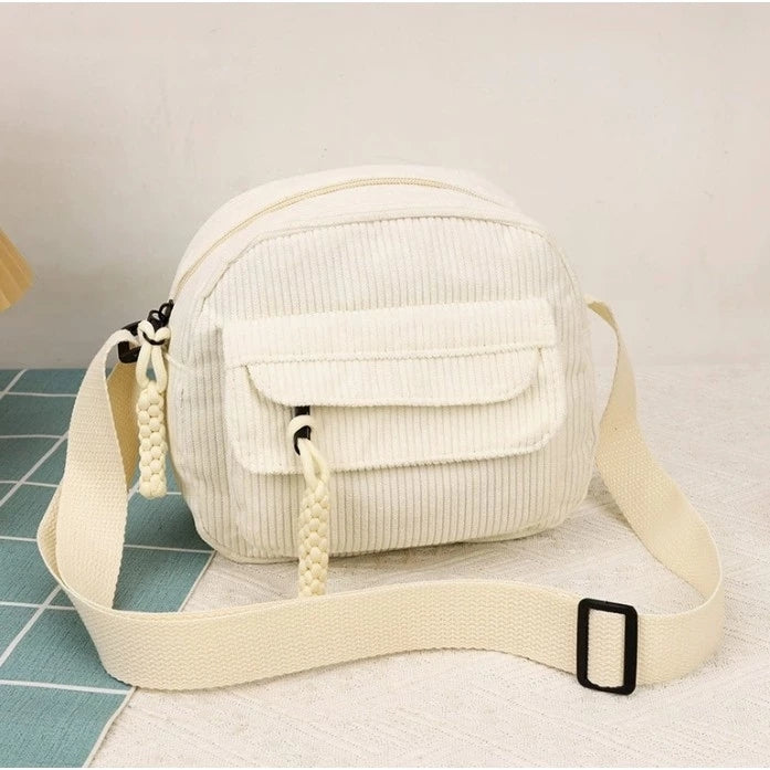 Corduroy New Simple and Stylish Solid Color Women's Shoulder Crossbody Bag in Campus Style #3600