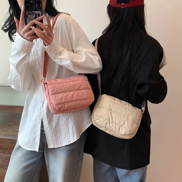 Sling Bag For Woman Puffy Crossbody Bag Street Nylon With Adjustable Strap #3657