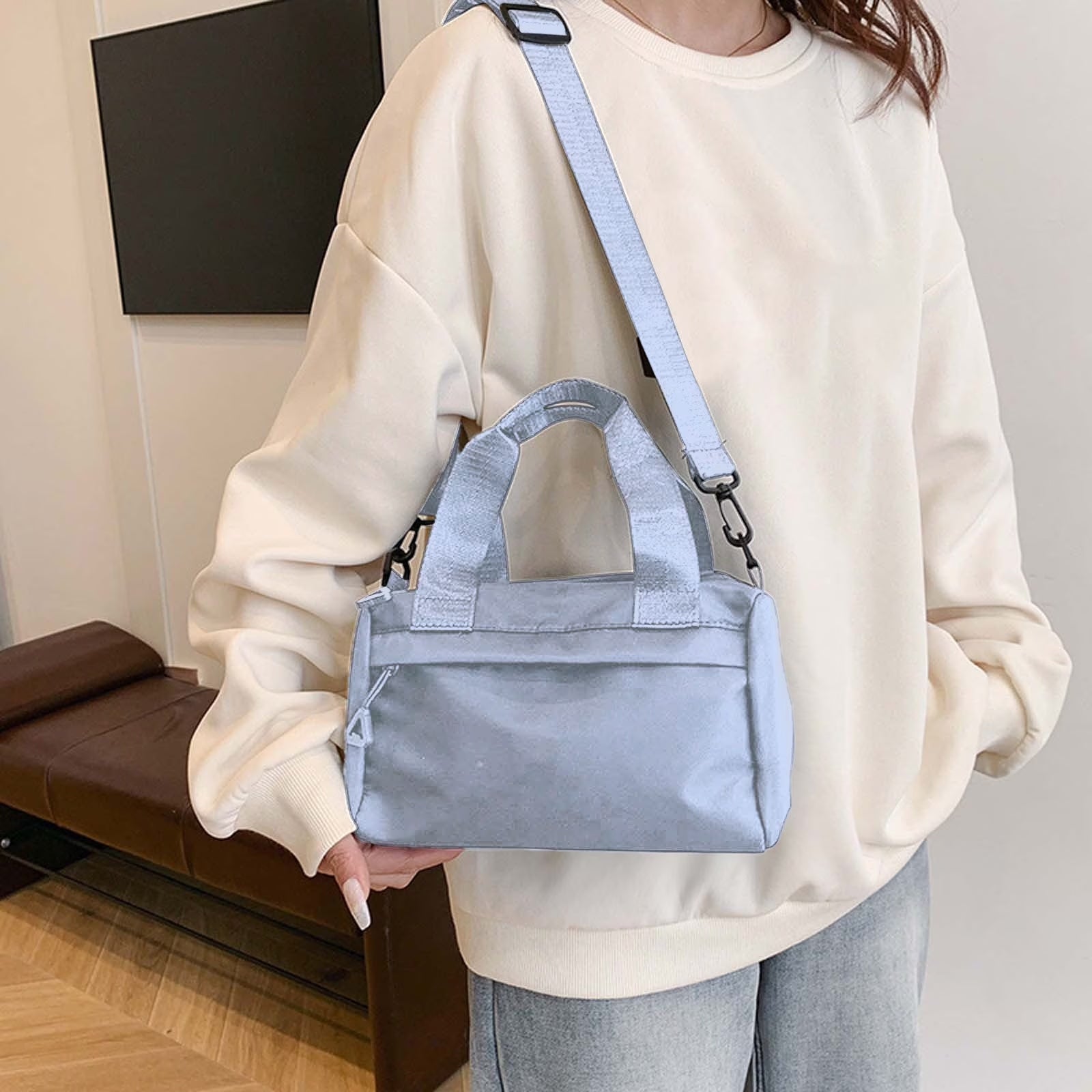Small Duffle Bag Unisex with Multi Pockets Adjustable Shoulder and Crossbody Bag #3655
