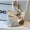 Cute Cartoon Bear Design Casual Canvas Tote Bag Shoulder Bag For Women (NO KEYCHAIN) #3626