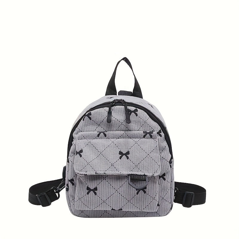 New Bow-tie Corduroy Mini Backpack Japanese Style Commuter Bag Suitable For Daily Use #3620
